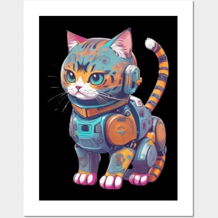 Colorful Robotic Cat Posters and Art